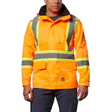 Open Road Men's Hi-Vis 150D Unlined Waterproof and Windproof Safety Rain Jacket Front_Flat