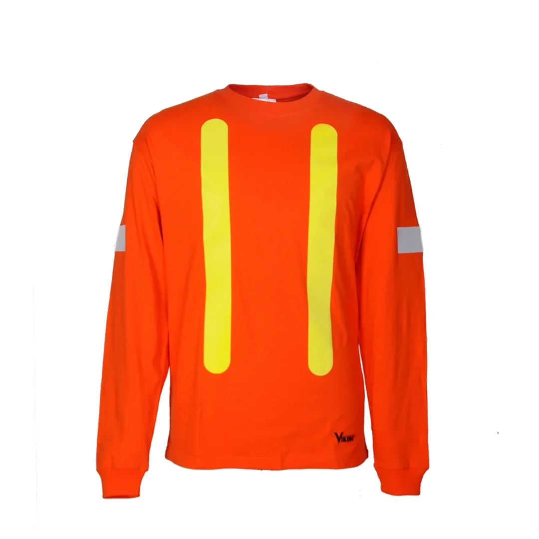 T-shirt de sécurité Viking en coton avec manches longues à rayure, pour hommes
