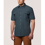 Dakota WorkPro Series Men's Short Sleeve Cotton Canvas Relaxed Fit Contractor Shirt Front_Three_Fourths_Angled_Left