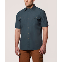 Dakota WorkPro Series Men's Short Sleeve Cotton Canvas Relaxed Fit Contractor Shirt Front_Three_Fourths_Angled_Left