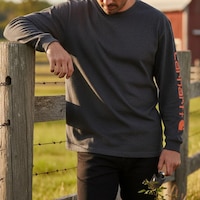 Carhartt Men's Signature Logo Long Sleeve T-Shirt Front_Angled_Left