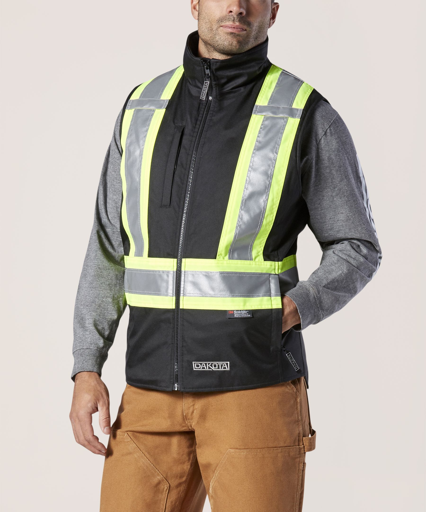Dakota WorkPro Series Men's Class 1 Hi Vis 300D T-Max Lined Vest
