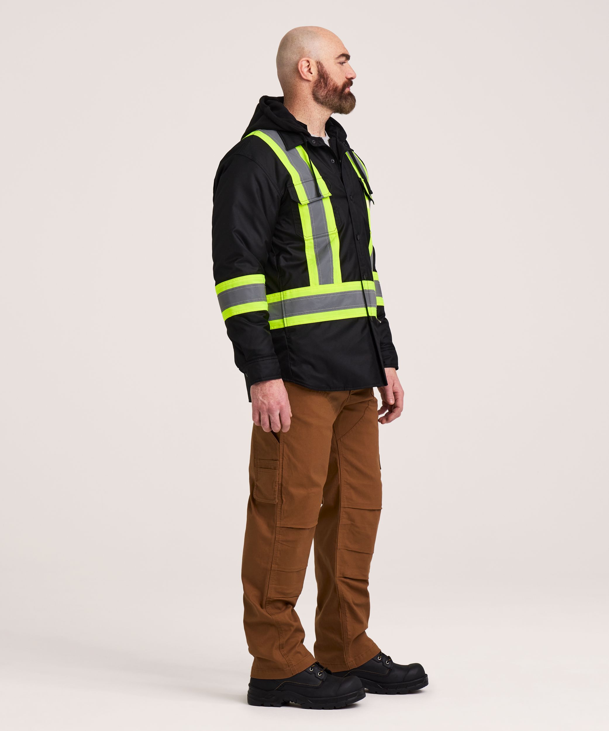 Chemise-veste haute visibilité matelassée Dakota WorkPro Series de catégorie&nbsp;1, à capuche, pour hommes