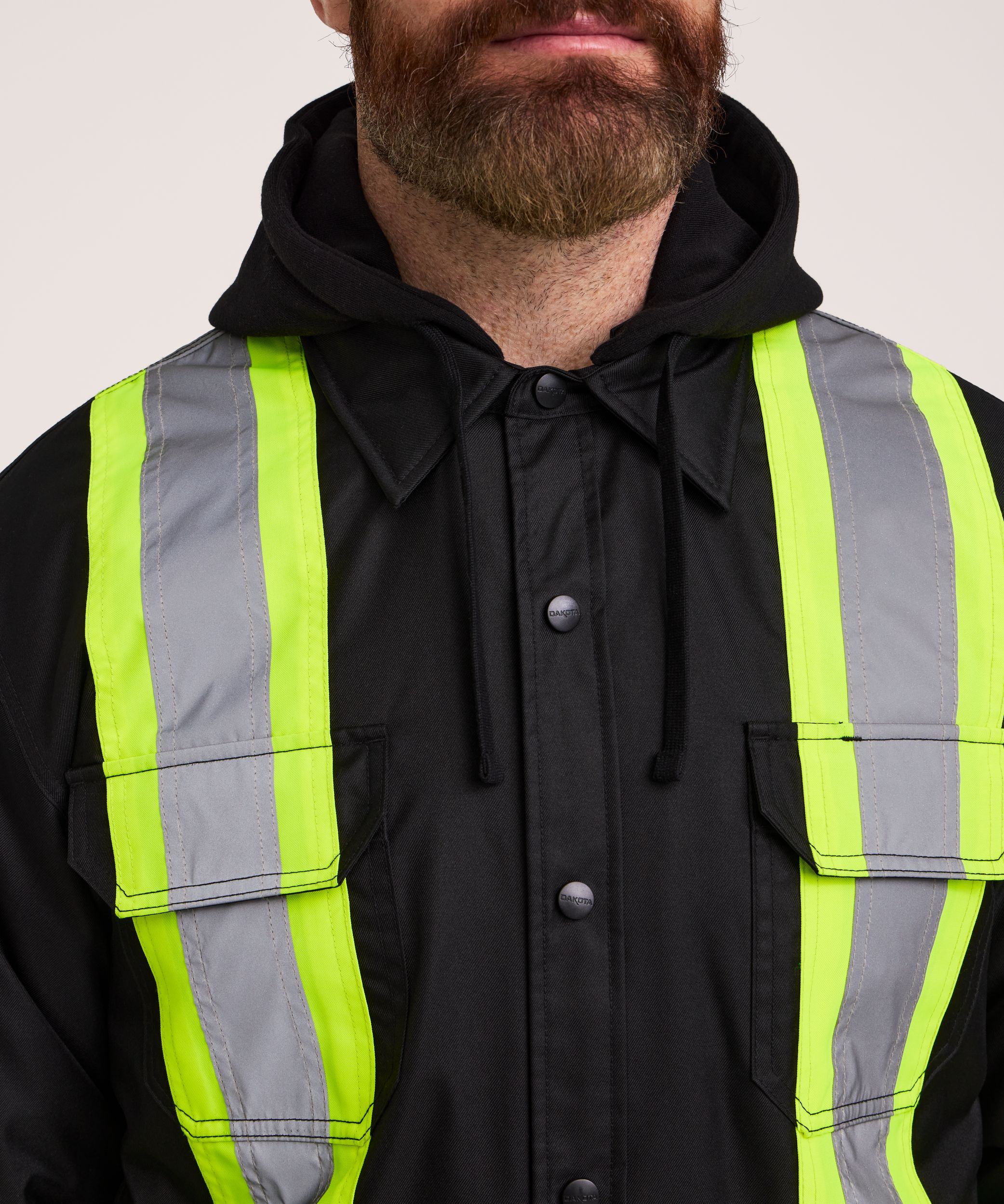 Chemise-veste haute visibilité matelassée Dakota WorkPro Series de catégorie&nbsp;1, à capuche, pour hommes