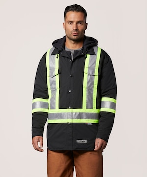 Dakota WorkPro Series Men's Class 1 Hi Vis Hooded Quilted Jac Shirt - Black