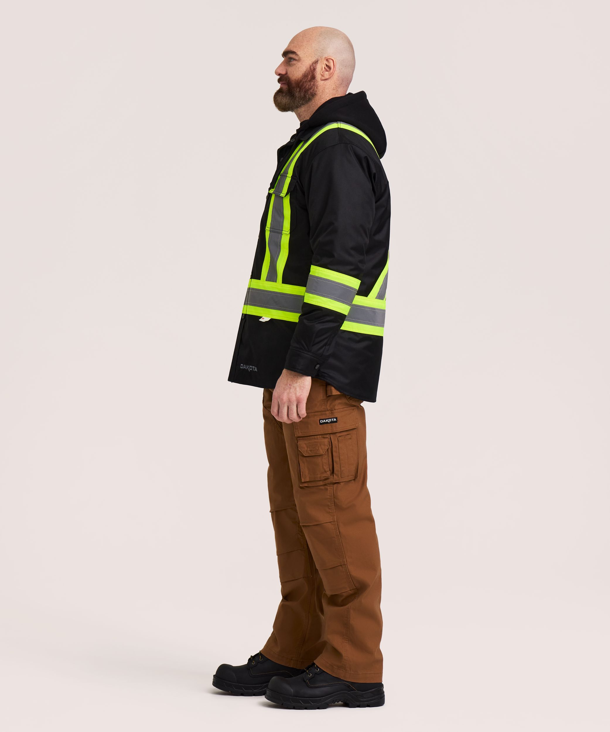 Chemise-veste haute visibilité matelassée Dakota WorkPro Series de catégorie&nbsp;1, à capuche, pour hommes