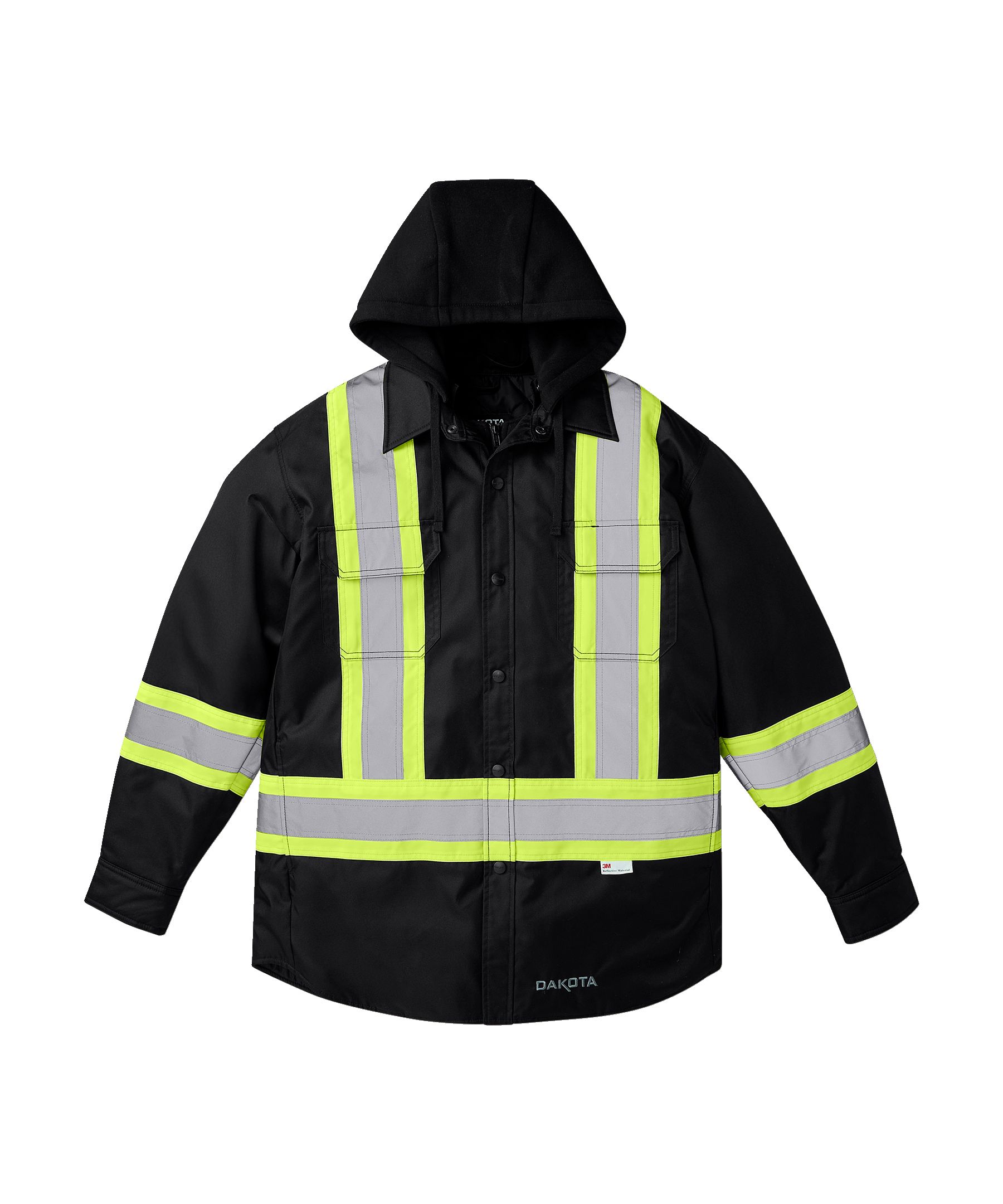 Chemise-veste haute visibilité matelassée Dakota WorkPro Series de catégorie&nbsp;1, à capuche, pour hommes
