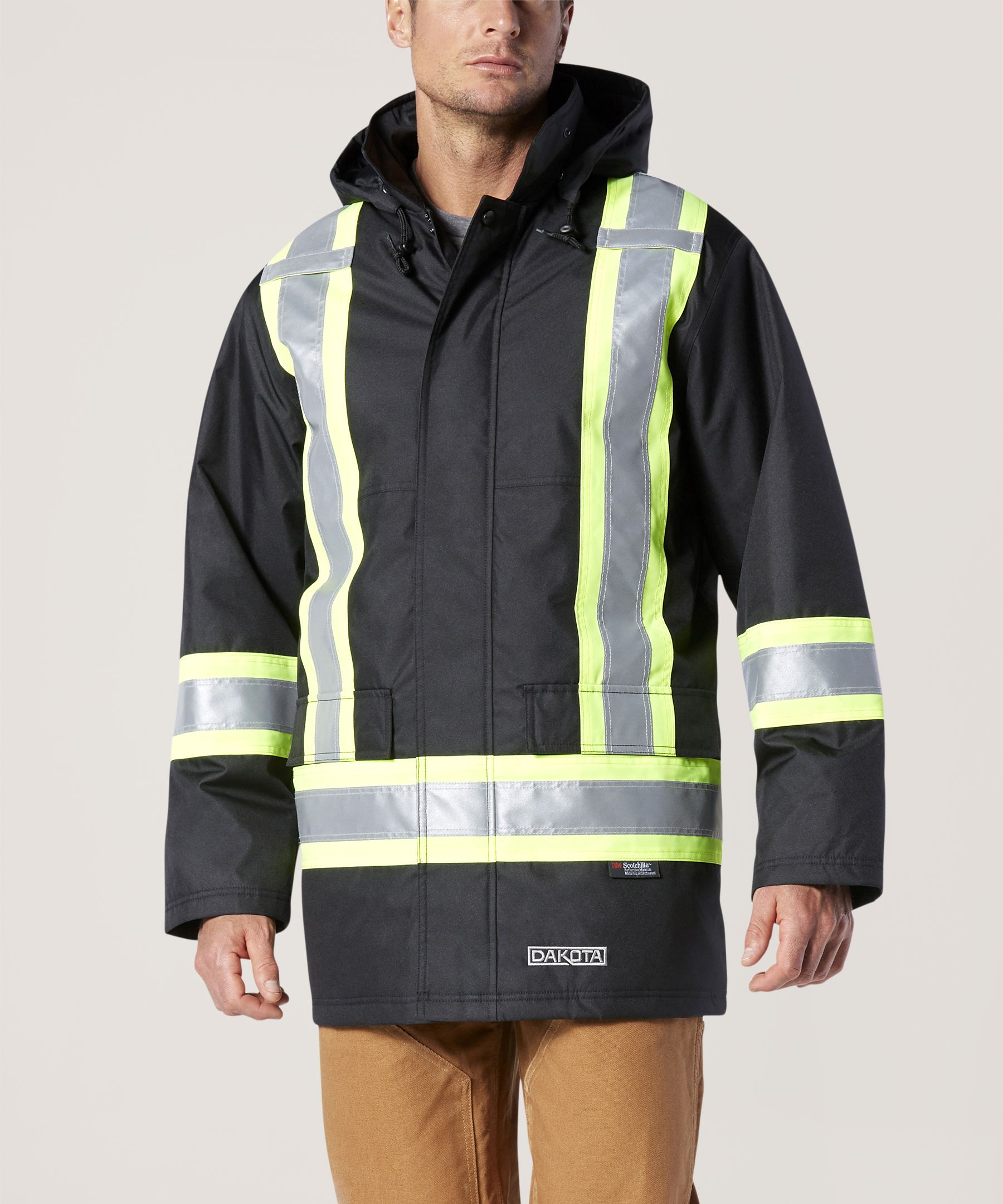 Dakota WorkPro Series Men's Class1 Hi Vis 300D T-Max Lined Parka Jacket