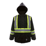 Open Road Men's Hi-Vis 150D Unlined Waterproof and Windproof Safety Rain Jacket Front_Flat