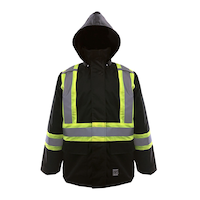 Open Road Men's Hi-Vis 150D Unlined Waterproof and Windproof Safety Rain Jacket Front_Flat
