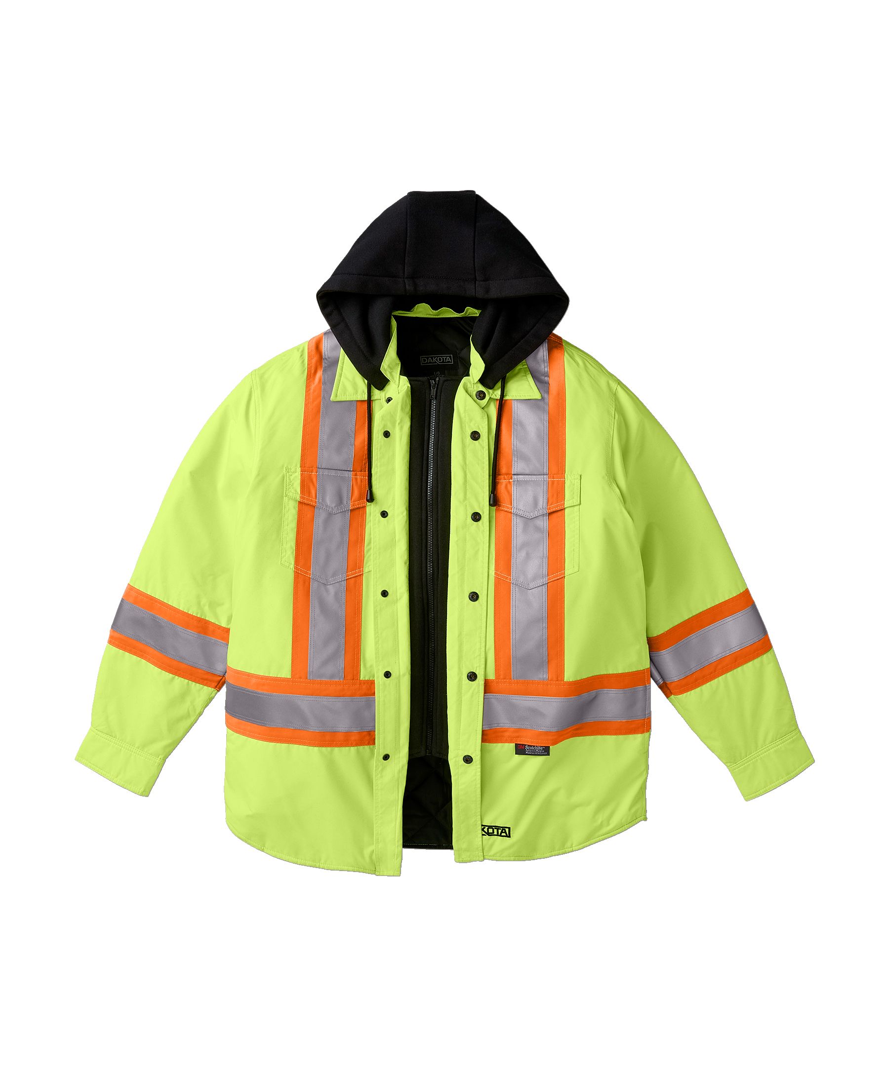 Chemise-veste hydrofuge matelassée haute visibilité Dakota WorkPro Series, catégorie&nbsp;2, à capuche, pour hommes