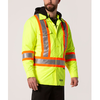 Chemise-veste hydrofuge matelassée haute visibilité Dakota WorkPro Series, catégorie 2, à capuche, pour hommes Front_Angled_Right