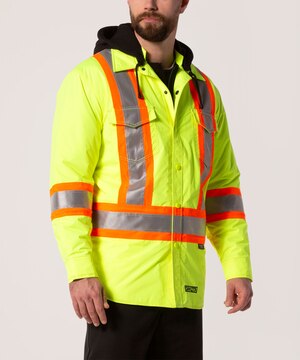 Dakota WorkPro Series Men's Class 2 Hi Vis Water Repellent Hooded Quilt Shirt Jacket
