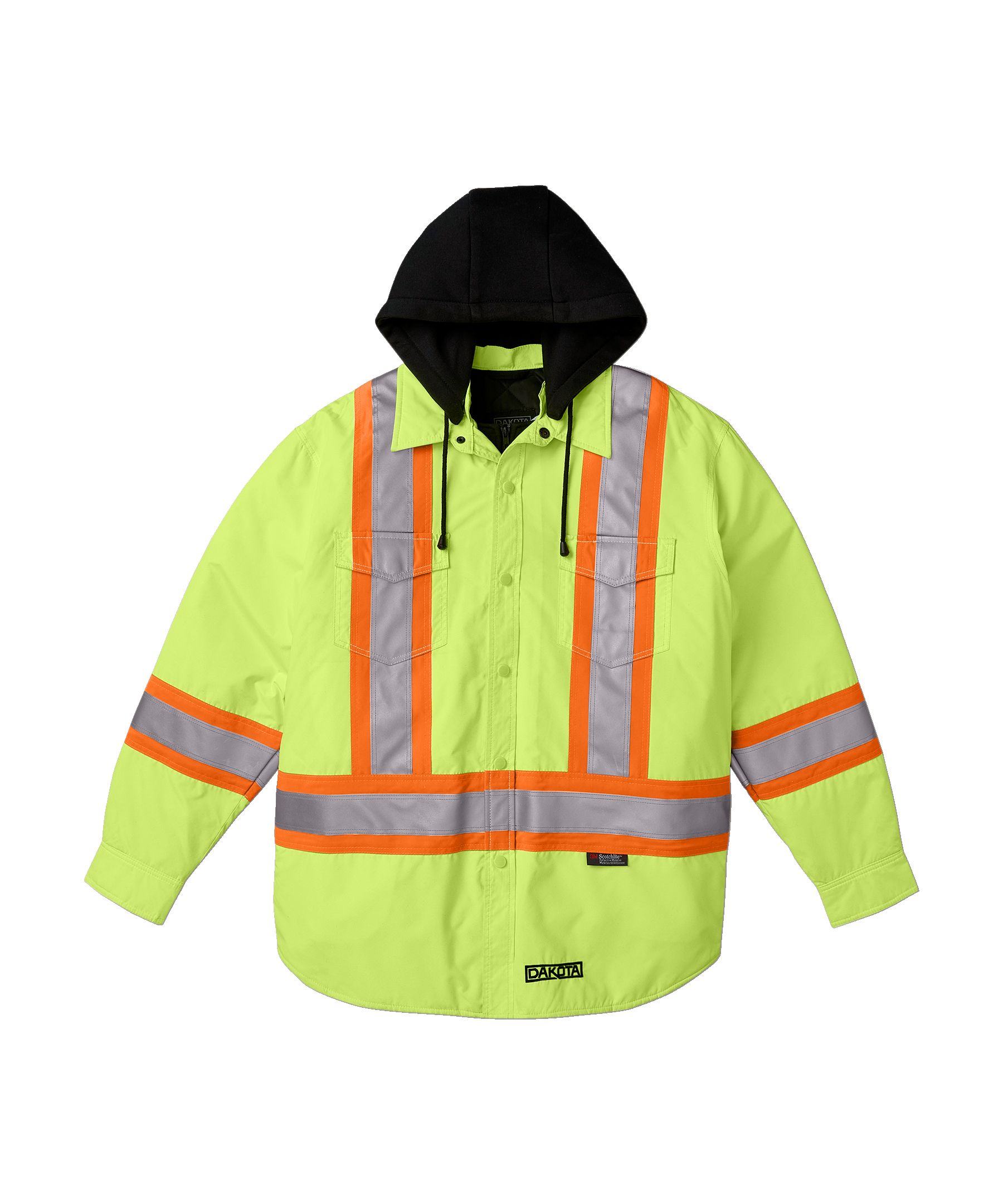 Chemise-veste hydrofuge matelassée haute visibilité Dakota WorkPro Series, catégorie&nbsp;2, à capuche, pour hommes