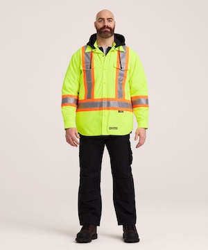 Dakota WorkPro Series Men's Class 2 Hi Vis Water Repellent Hooded Quilt Shirt Jacket