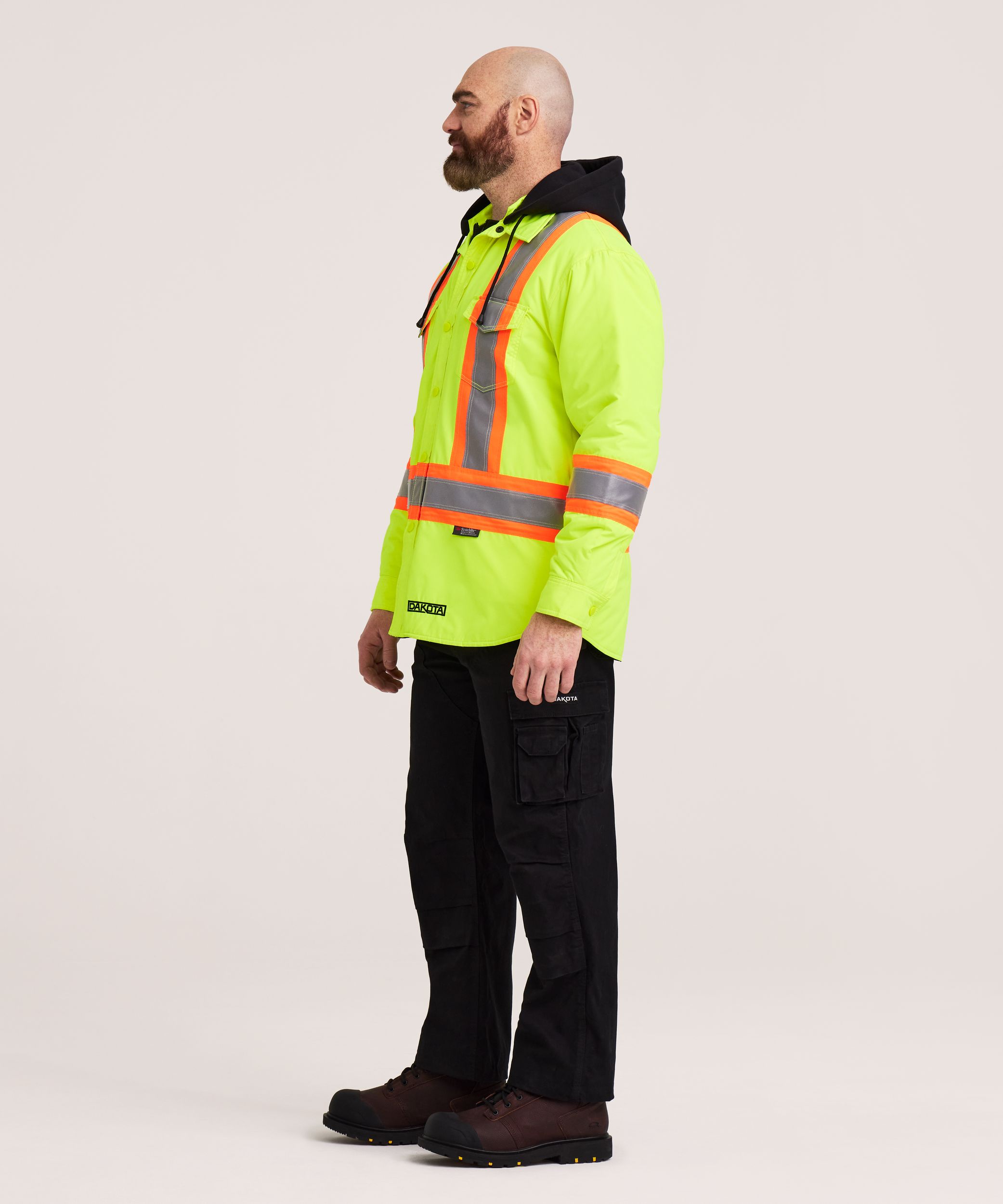 Chemise-veste hydrofuge matelassée haute visibilité Dakota WorkPro Series, catégorie&nbsp;2, à capuche, pour hommes