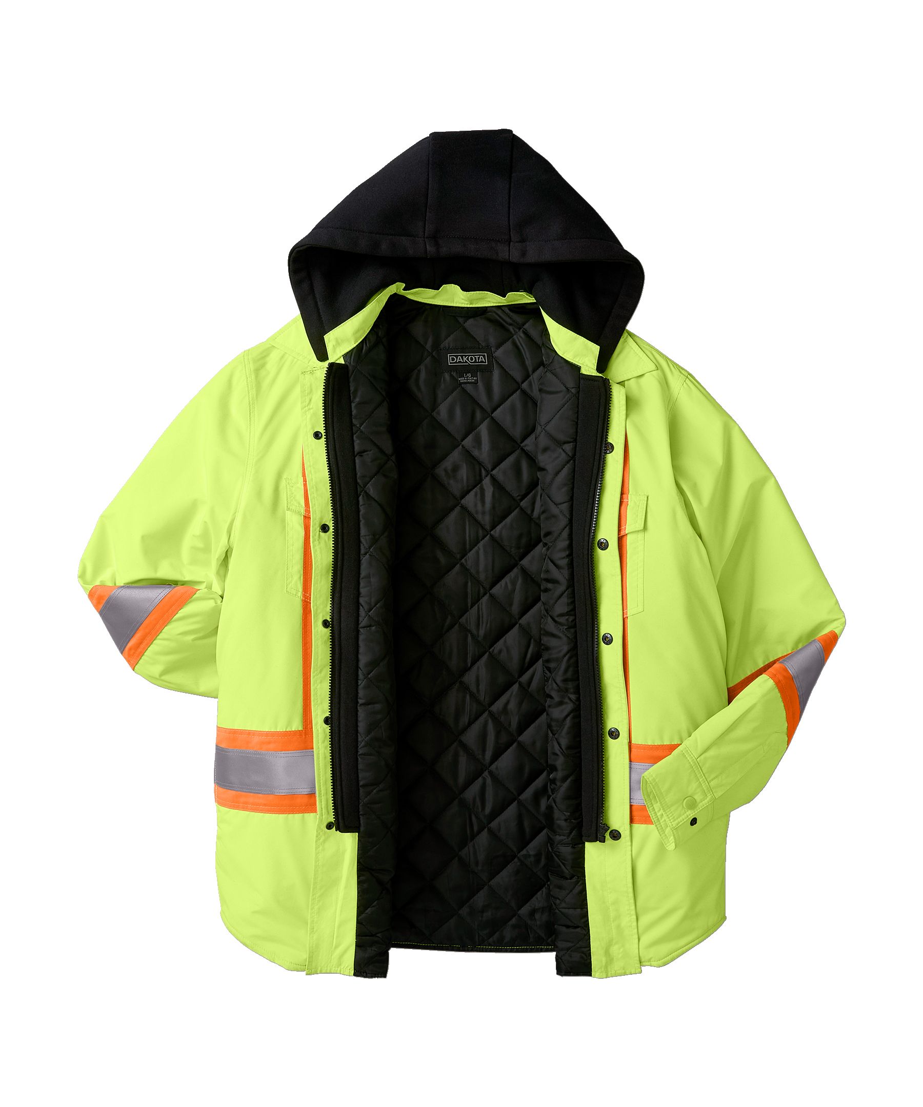 Chemise-veste hydrofuge matelassée haute visibilité Dakota WorkPro Series, catégorie&nbsp;2, à capuche, pour hommes