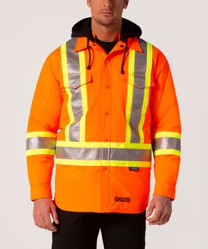 Chemise-veste hydrofuge matelassée haute visibilité Dakota WorkPro Series catégorie 2 à capuche pour hommes