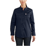 Carhartt Women's Flame Resistant Long Sleeve Relaxed Fit Rugged Flex Stretch Twill Work Shirt Front_Flat