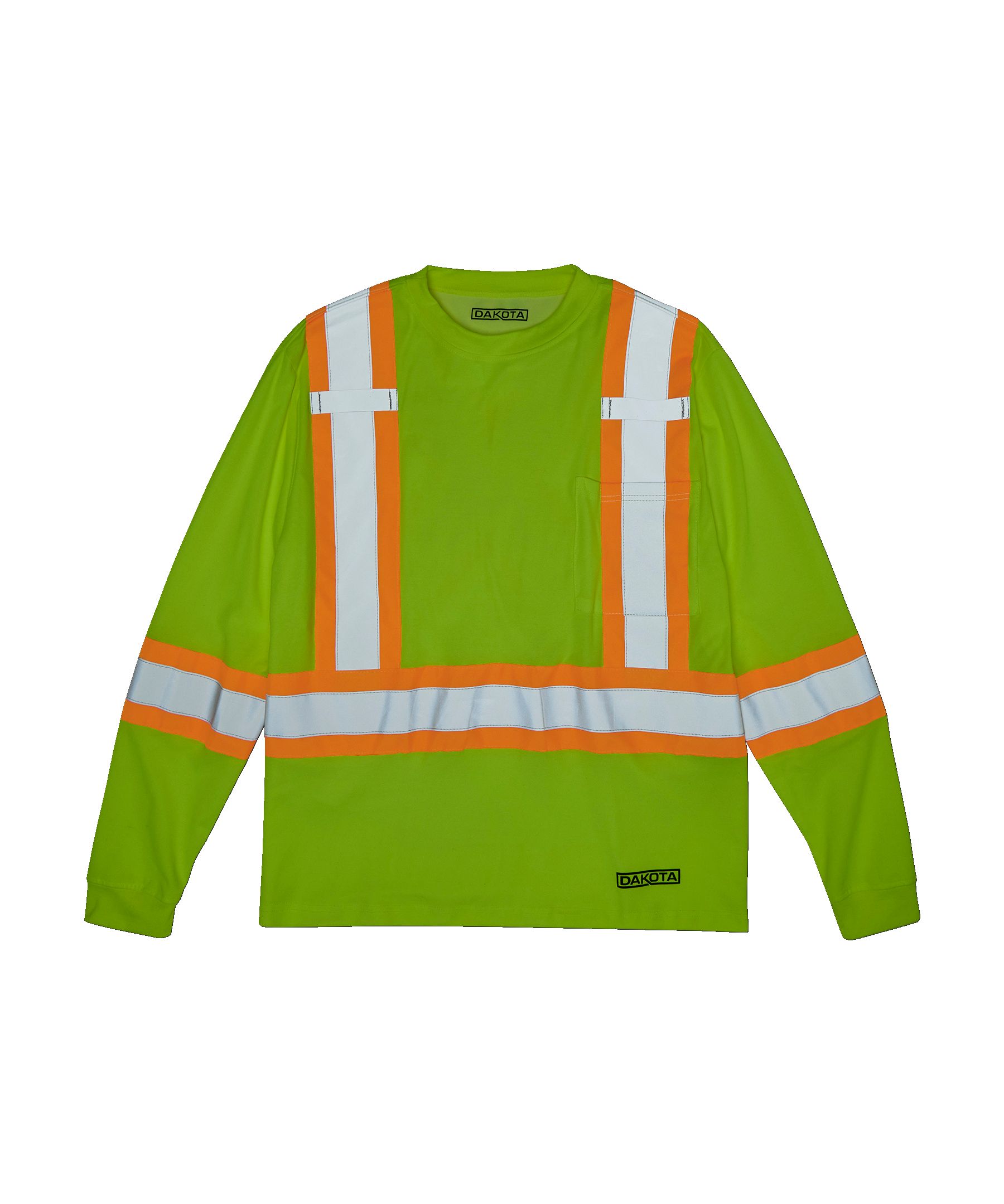 T-shirt de travail Dakota WorkPro Series haute visibilité de catégorie&nbsp;2 doublé à col ras du cou et à manches longues, pour hommes