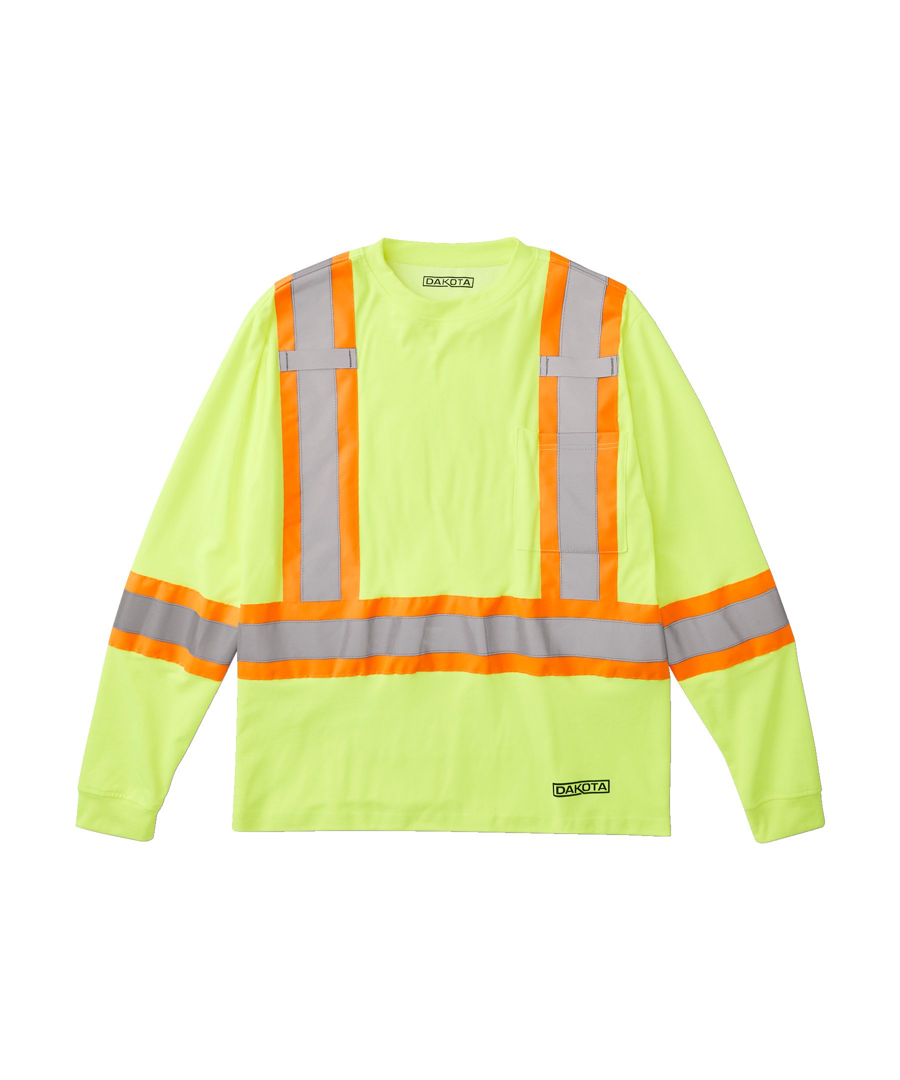 T-shirt de travail Dakota WorkPro Series haute visibilité de catégorie&nbsp;2 doublé à col ras du cou et à manches longues, pour hommes