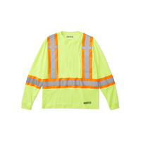 Dakota WorkPro Series Men's Class 2 Hi Vis Long Sleeve Lined Crewneck Work T-Shirt Front_Flat