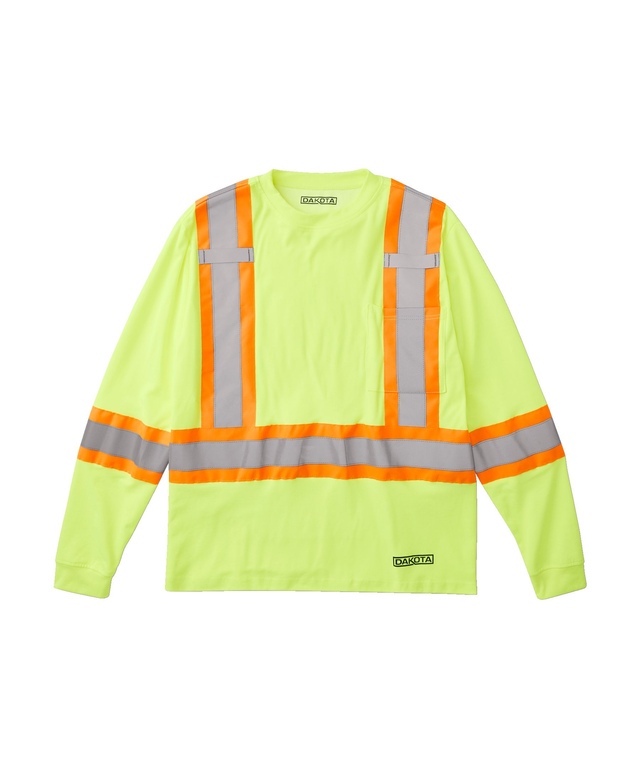 T-shirt de travail Dakota WorkPro Series haute visibilité de catégorie&nbsp;2 doublé à col ras du cou et à manches longues, pour hommes