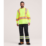 T-shirt de travail Dakota WorkPro Series haute visibilité de catégorie&nbsp;2 doublé à col ras du cou et à manches longues, pour hommes Front_Flat