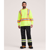 Dakota WorkPro Series Men's Class 2 Hi Vis Long Sleeve Lined Crewneck Work T-Shirt Front_Flat