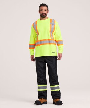 Dakota WorkPro Series Men's Class 2 Hi Vis Long Sleeve Lined Crewneck Work T-Shirt