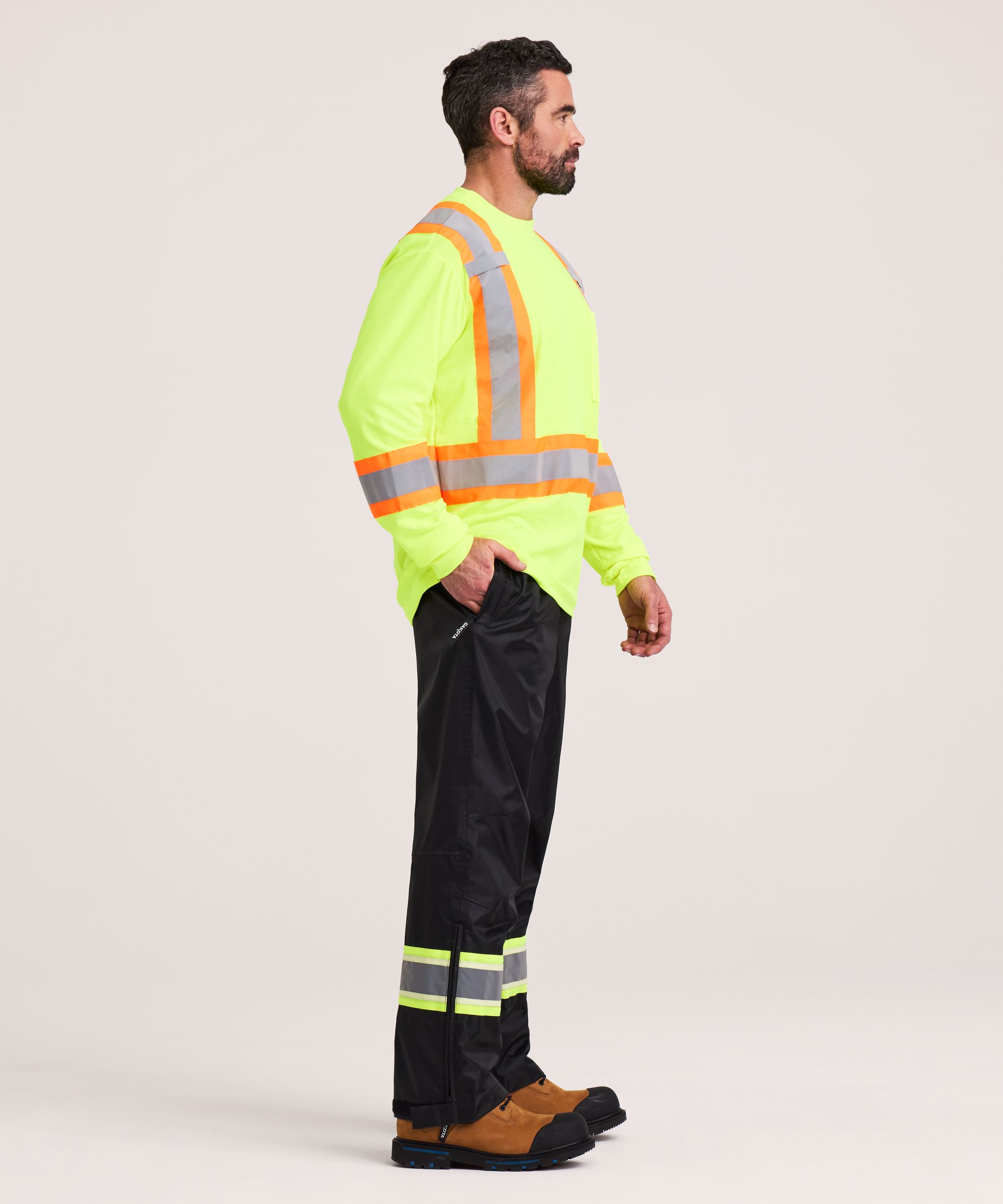 T-shirt de travail Dakota WorkPro Series haute visibilité de catégorie&nbsp;2 doublé à col ras du cou et à manches longues, pour hommes