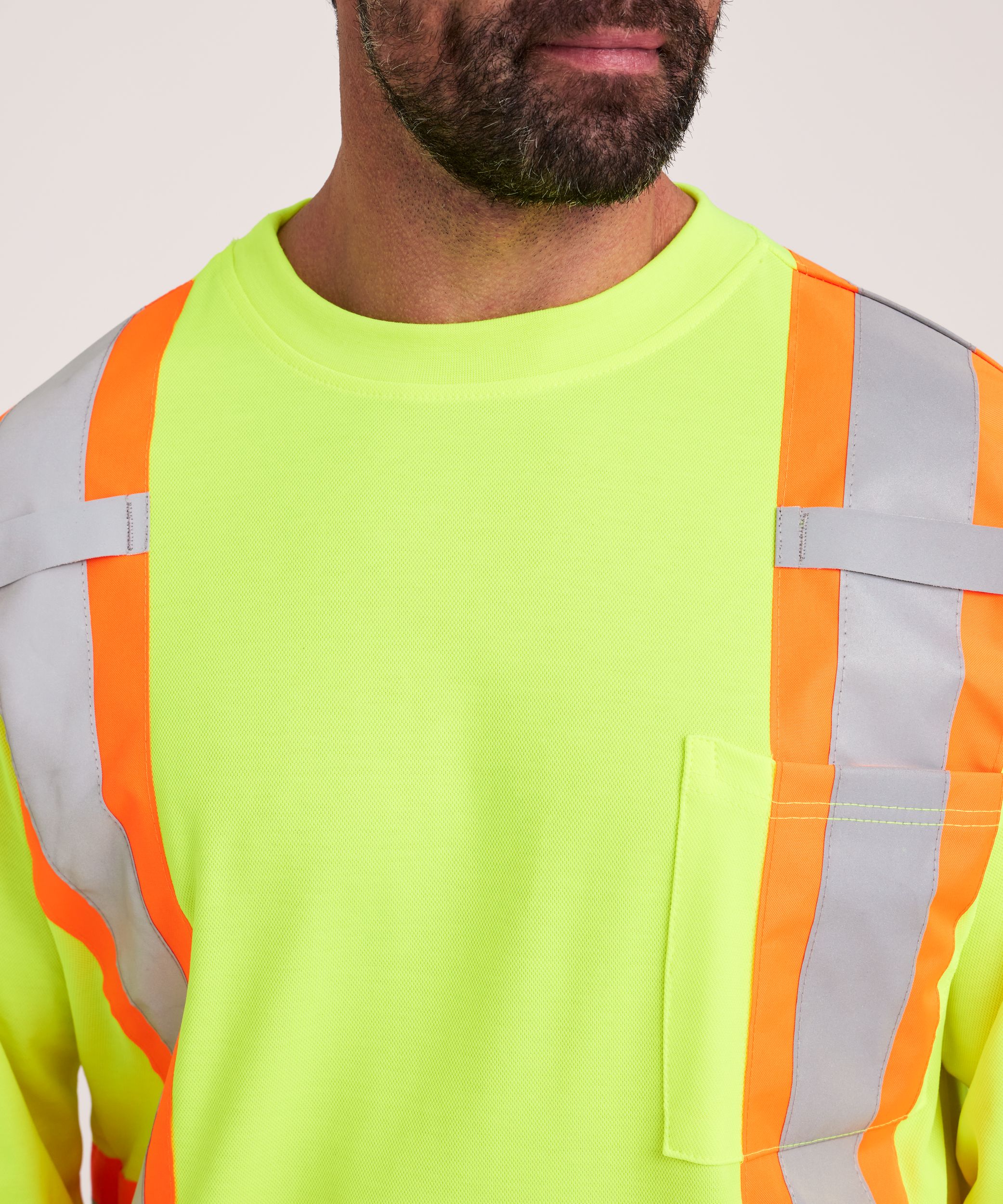 T-shirt de travail Dakota WorkPro Series haute visibilité de catégorie&nbsp;2 doublé à col ras du cou et à manches longues, pour hommes