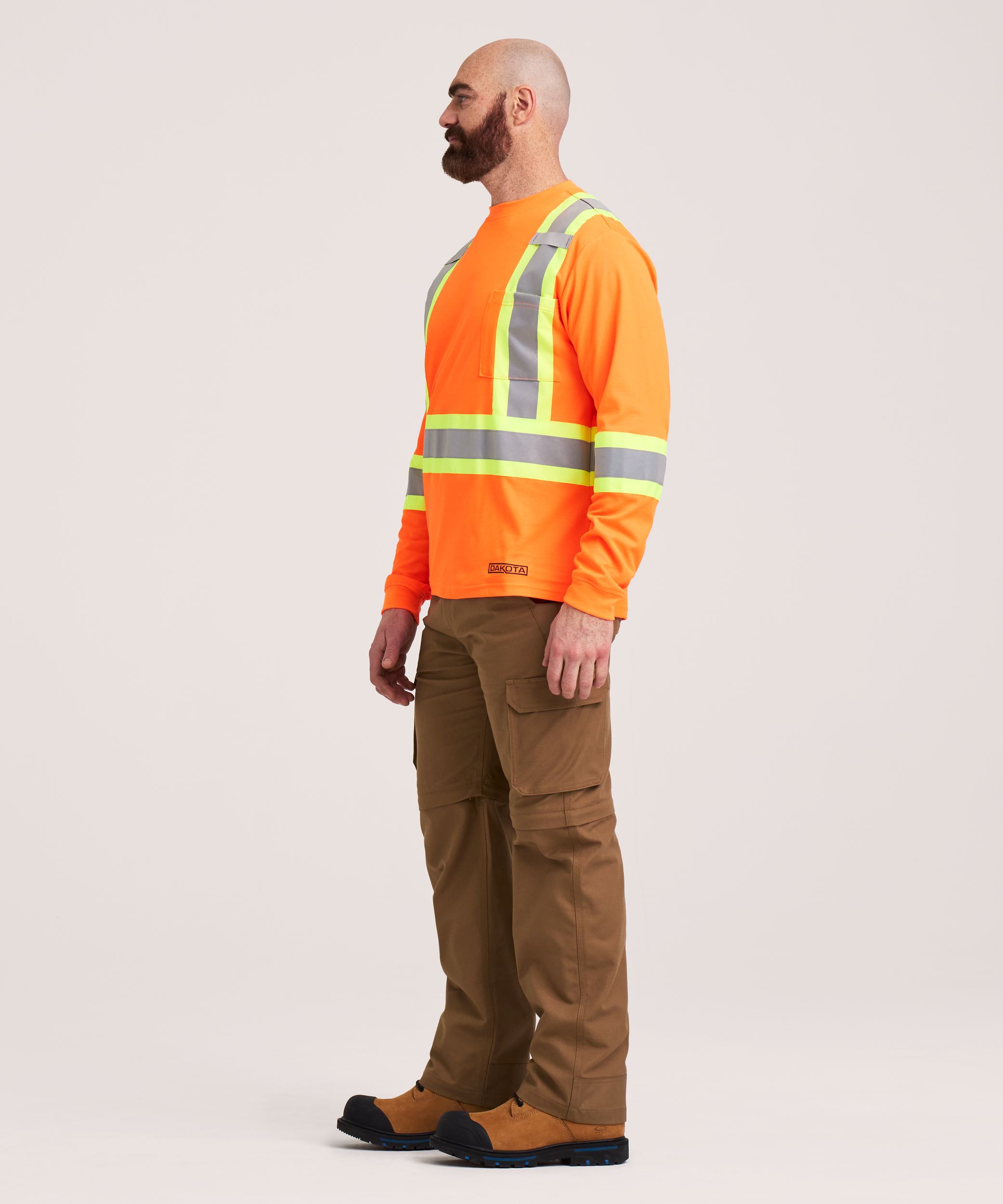 T-shirt de travail Dakota WorkPro Series haute visibilité de catégorie&nbsp;2 doublé à col ras du cou et à manches longues, pour hommes