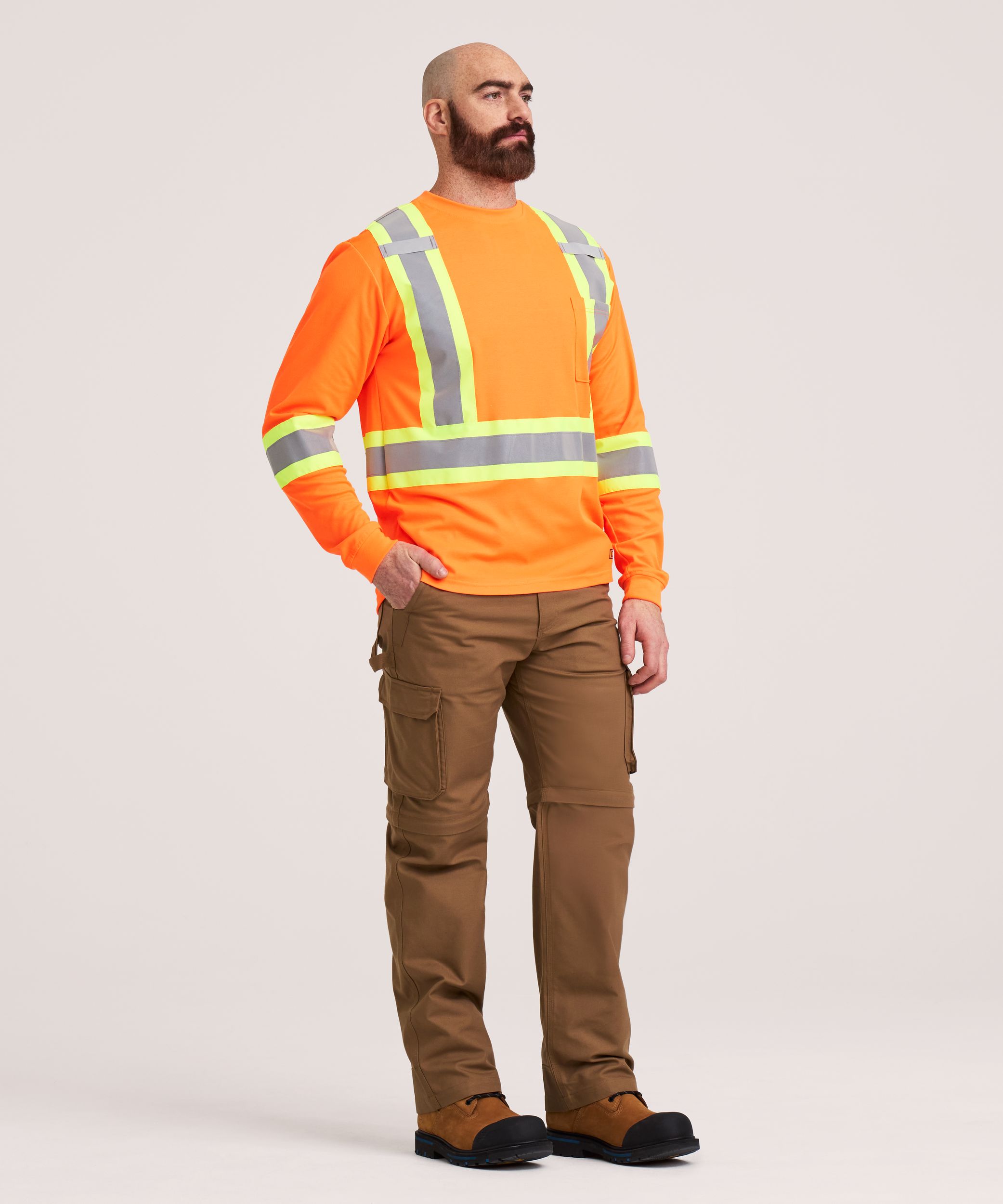 T-shirt de travail Dakota WorkPro Series haute visibilité de catégorie&nbsp;2 doublé à col ras du cou et à manches longues, pour hommes