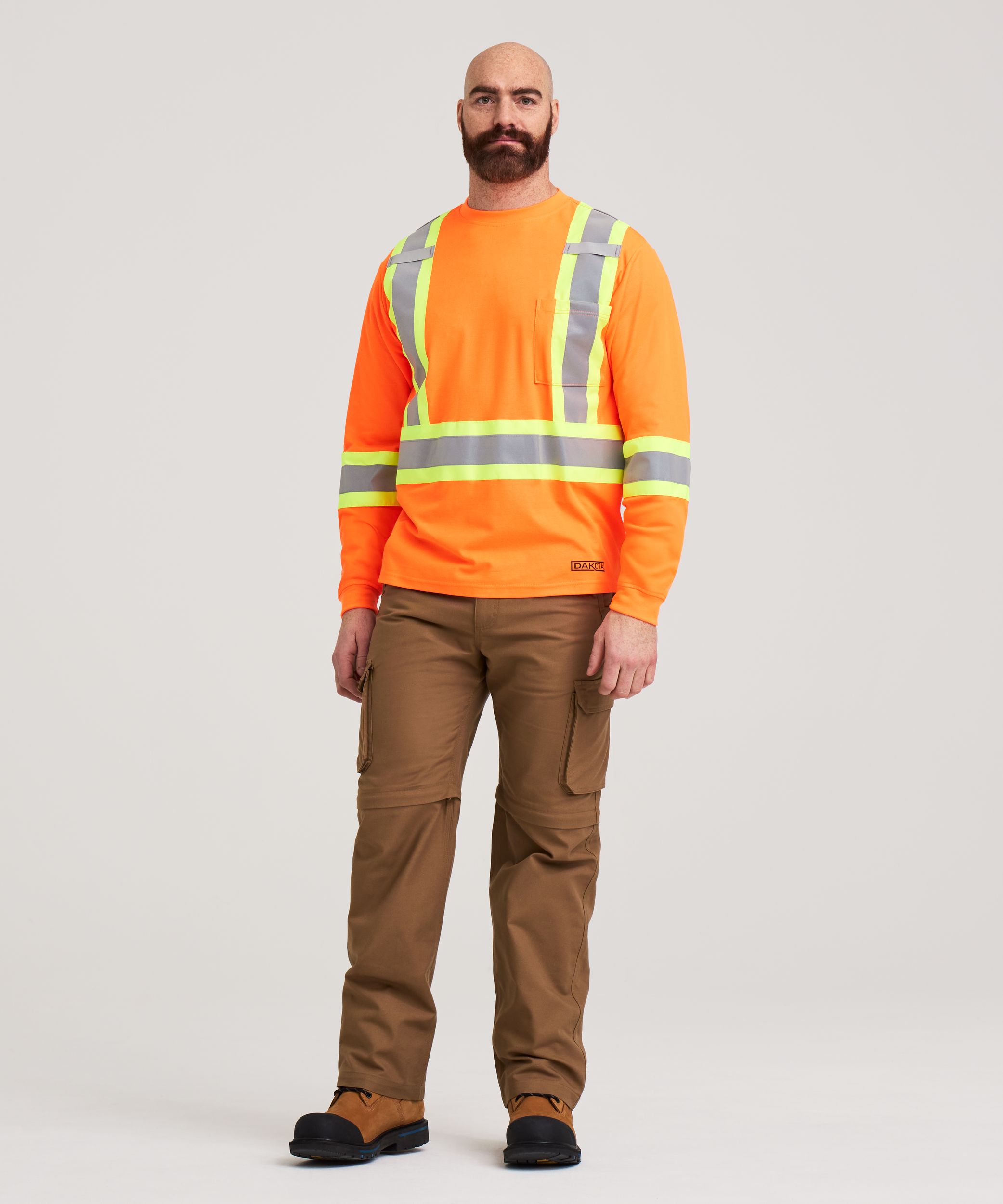 T-shirt de travail Dakota WorkPro Series haute visibilité de catégorie&nbsp;2 doublé à col ras du cou et à manches longues, pour hommes