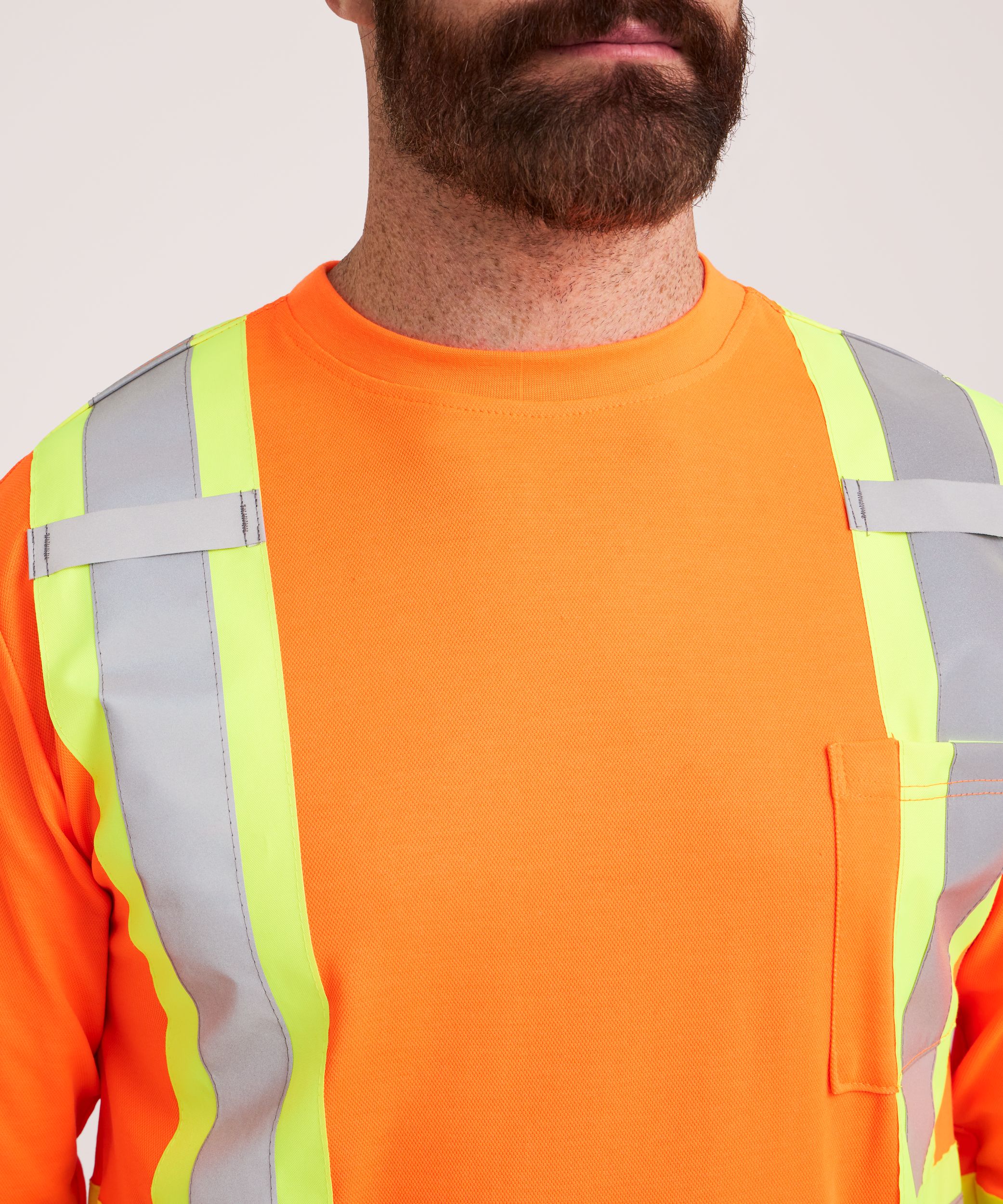 T-shirt de travail Dakota WorkPro Series haute visibilité de catégorie&nbsp;2 doublé à col ras du cou et à manches longues, pour hommes