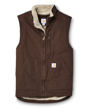 Carhartt Gilet à col cheminée à doublure en Sherpa pour hommes~ Gravel - en ligne seulement