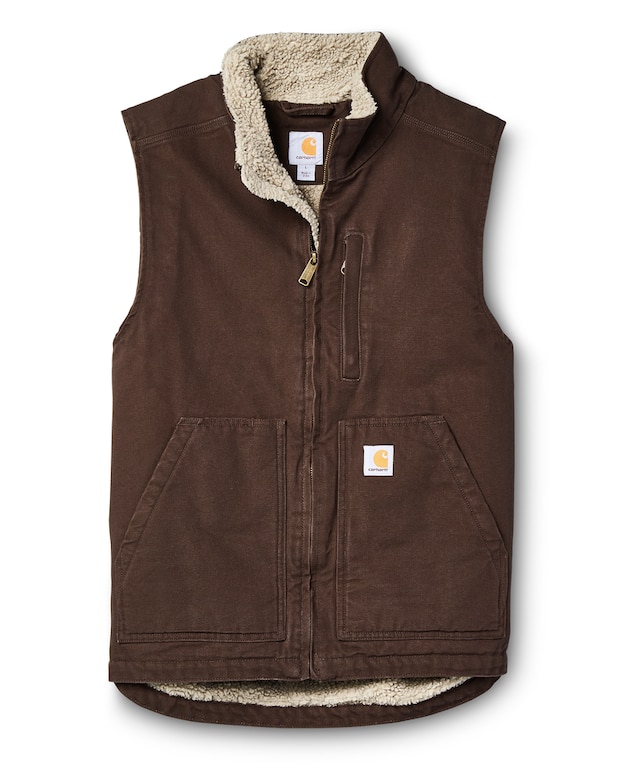 Carhartt Men's Gravel Washed Duck SherpaLined Mockneck Vest Marks