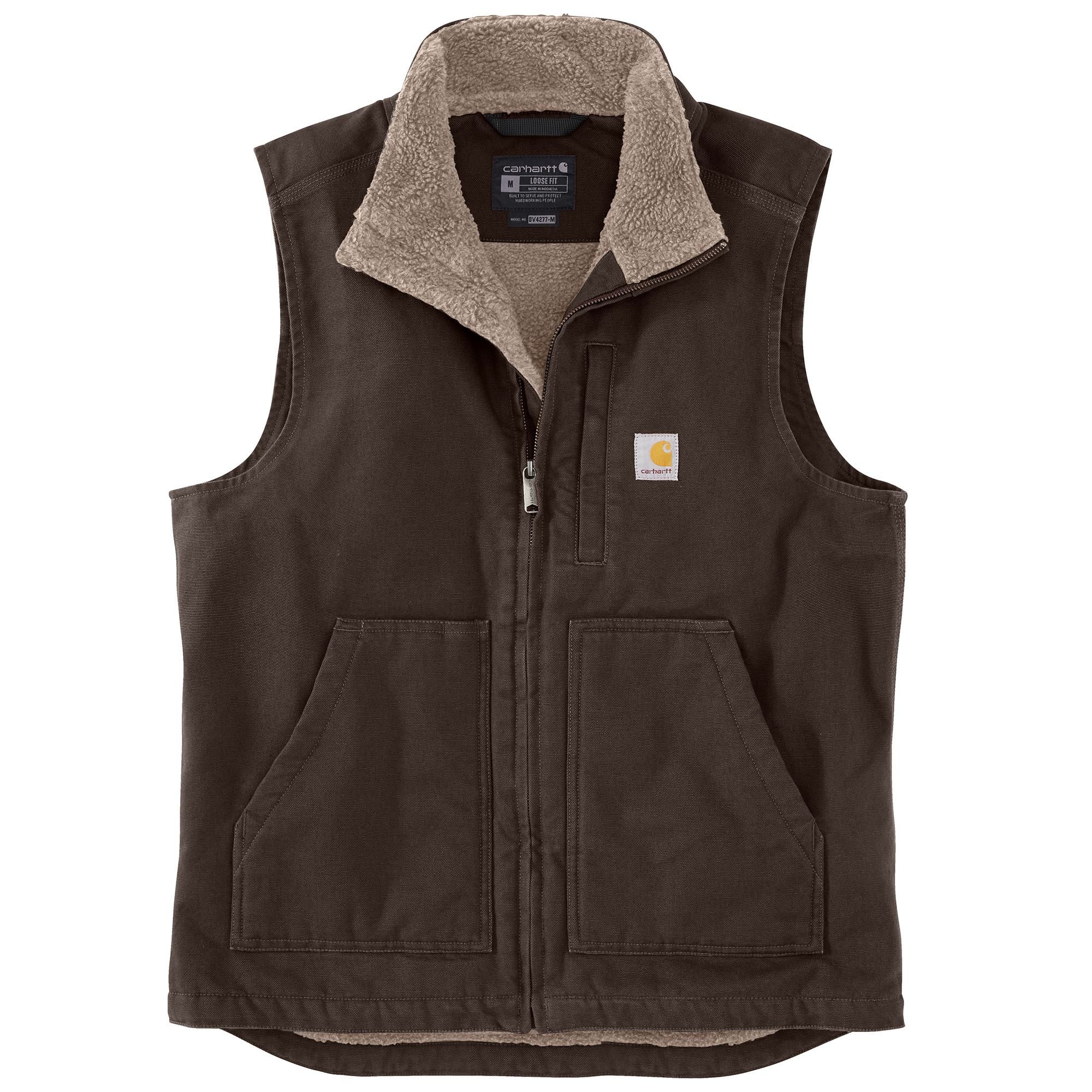 Carhartt Men's Gravel Washed Duck Sherpa-Lined Mockneck Vest