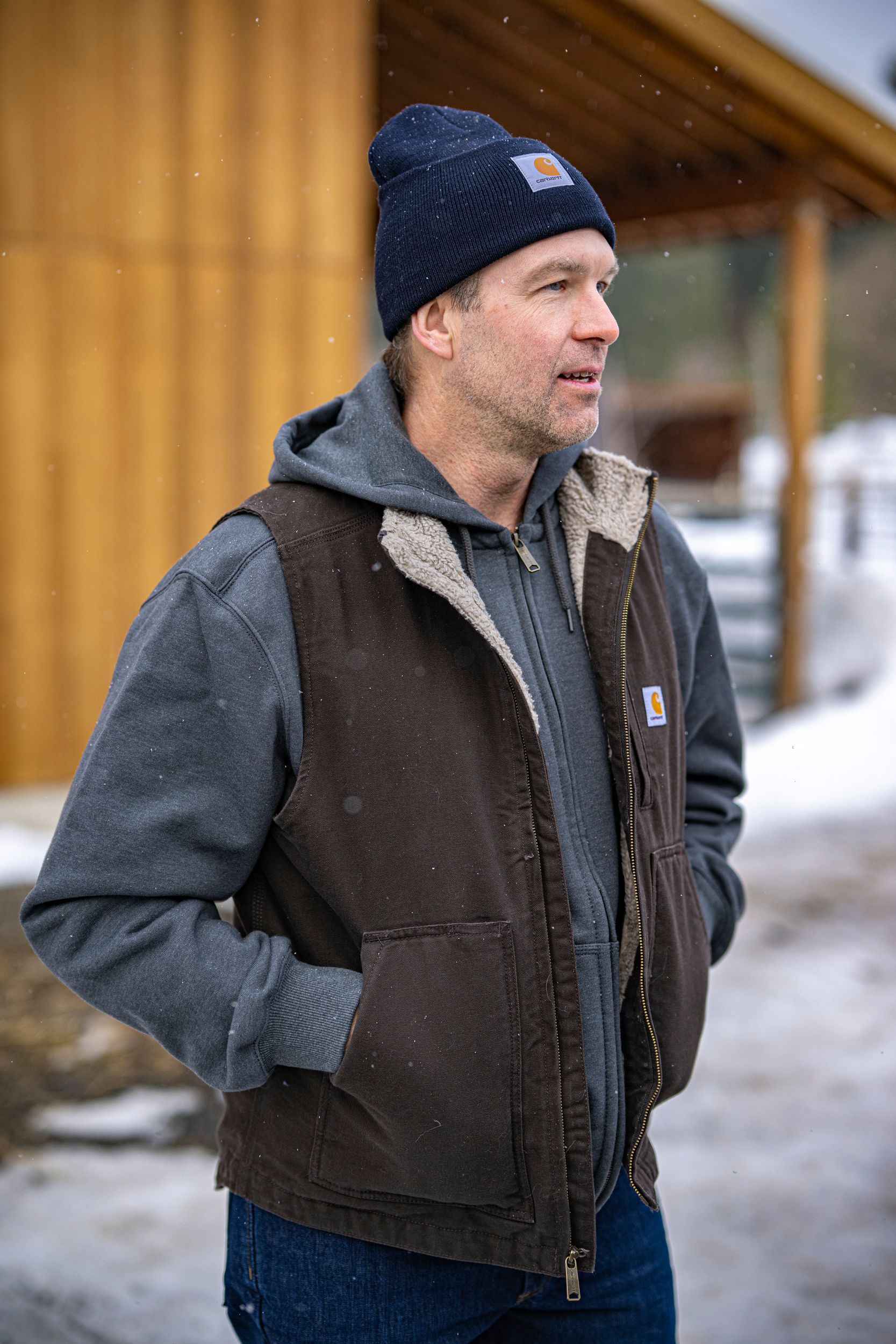 Carhartt Men's Gravel Washed Duck Sherpa-Lined Mockneck Vest