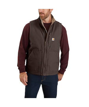 Carhartt Men's Gravel Washed Duck Sherpa-Lined Mockneck Vest