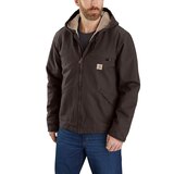 Veste à capuche isolée Carhartt en coutil prélavé doublé de sherpa pour hommes Front_Angled_Left