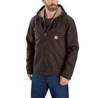 Carhartt Men's Washed Duck Sherpa Lined Insulated Hooded Jacket Front_Angled_Left