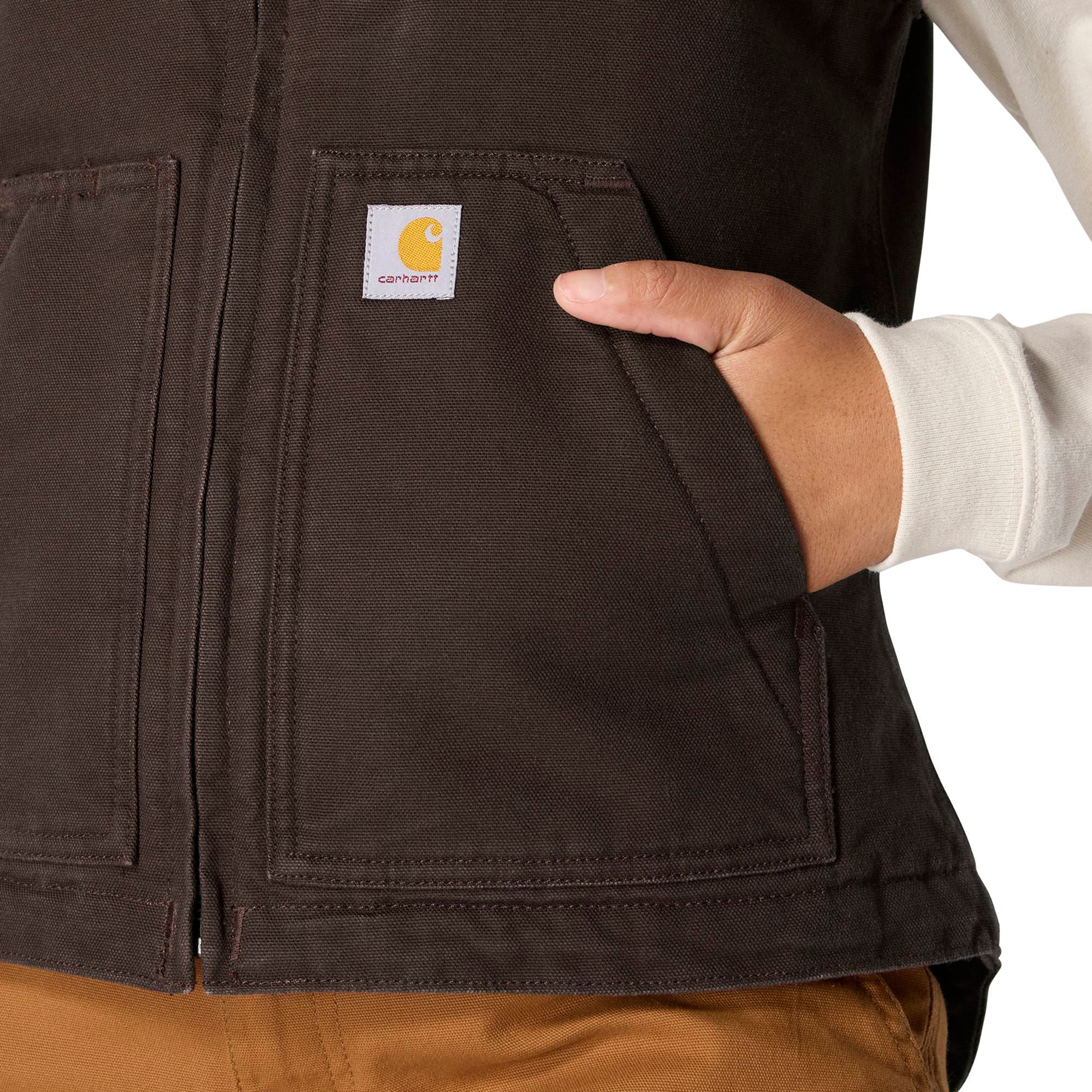 Carhartt Women's Cotton Duck Sherpa Lined Mockneck Vest - Dark Brown