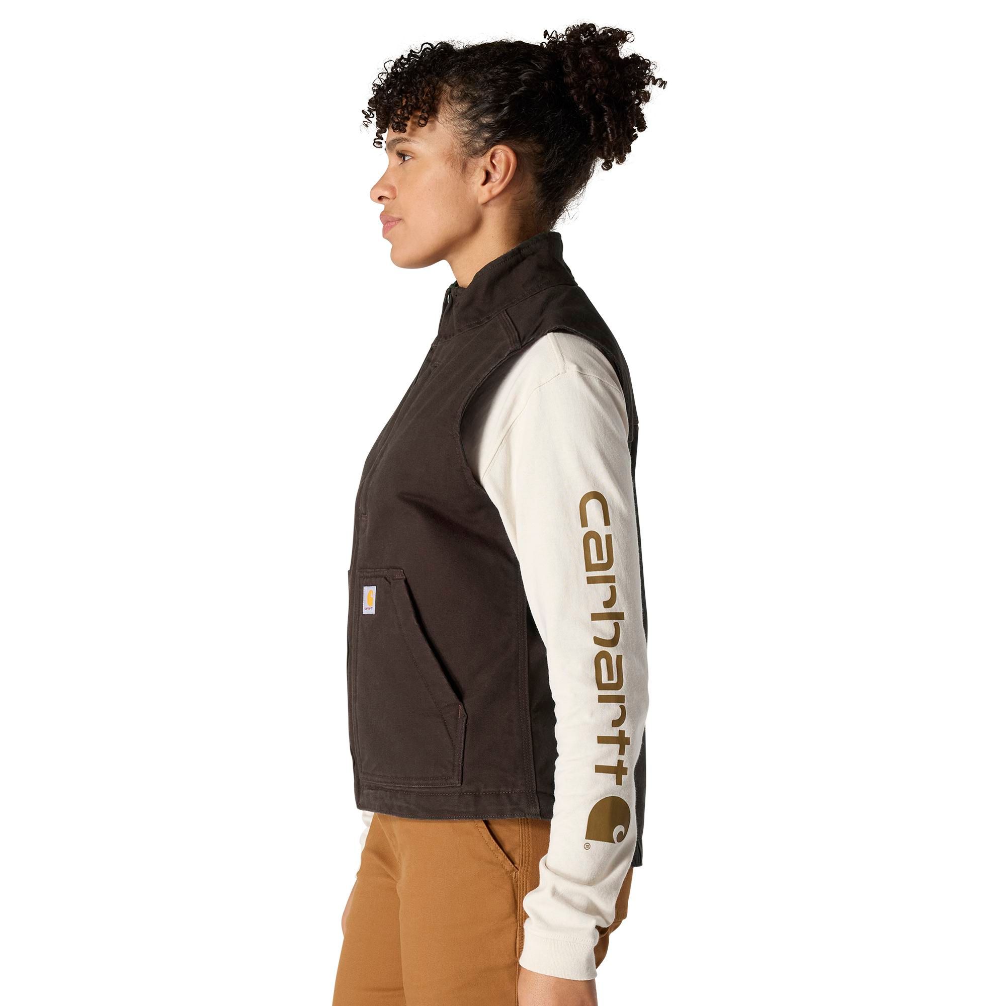 Carhartt Women's Cotton Duck Sherpa Lined Mockneck Vest - Dark Brown