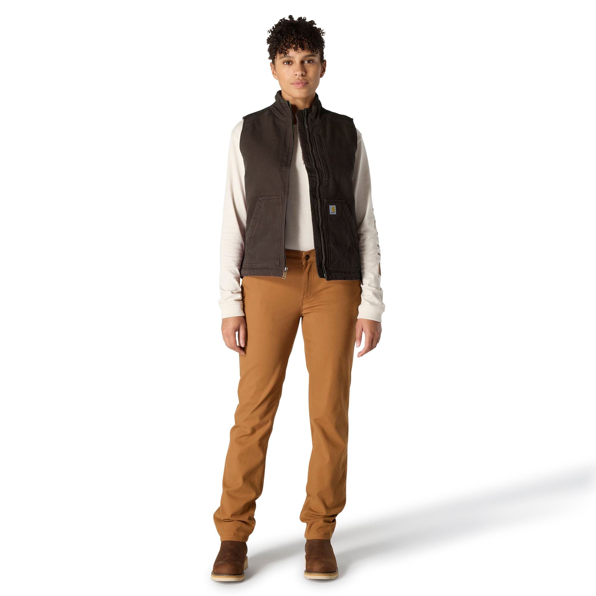 Carhartt Women's Cotton Duck Sherpa Lined Mockneck Vest - Dark