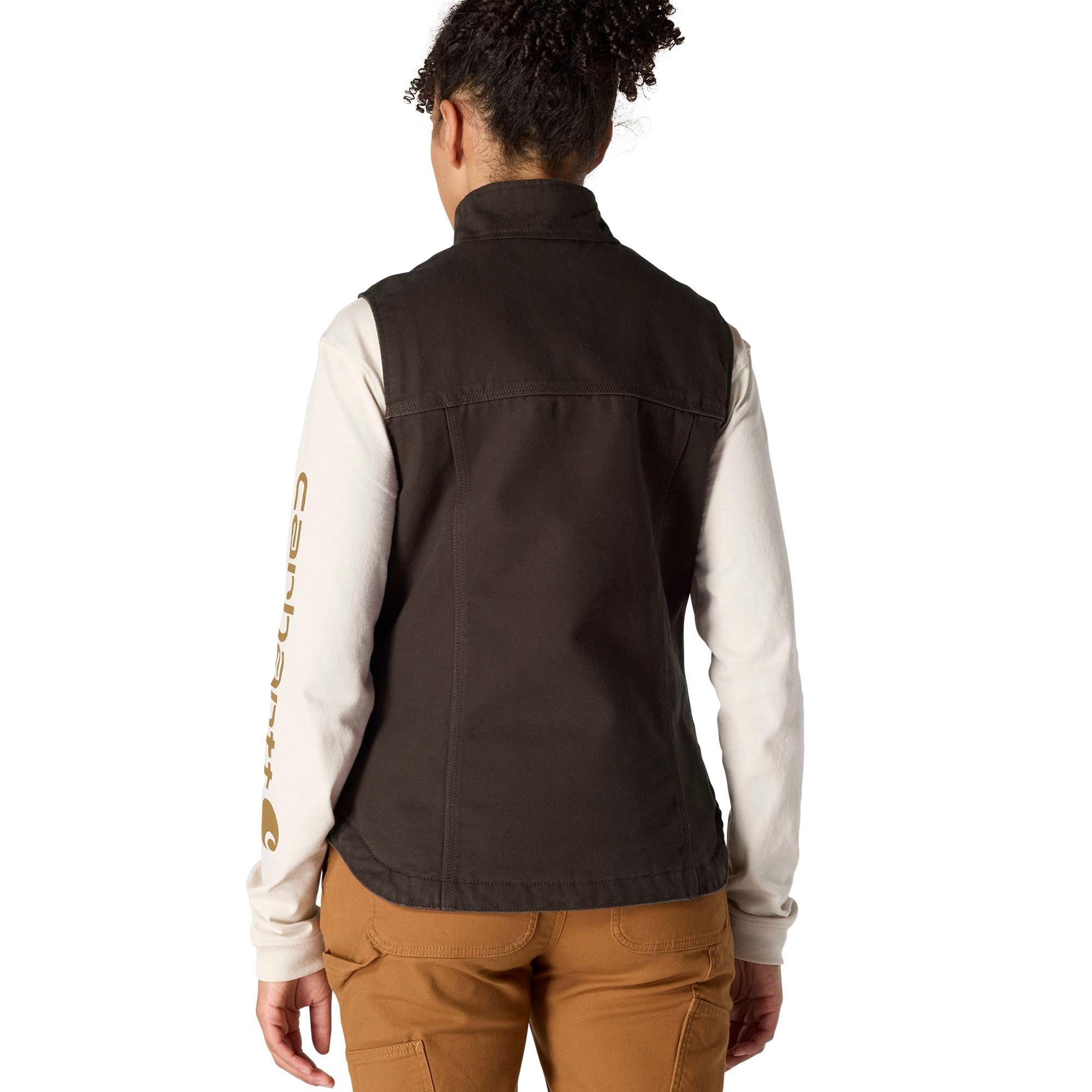 Carhartt Women's Cotton Duck Sherpa Lined Mockneck Vest - Dark Brown