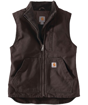 Carhartt Women's Cotton Duck Sherpa Lined Mockneck Vest - Dark Brown