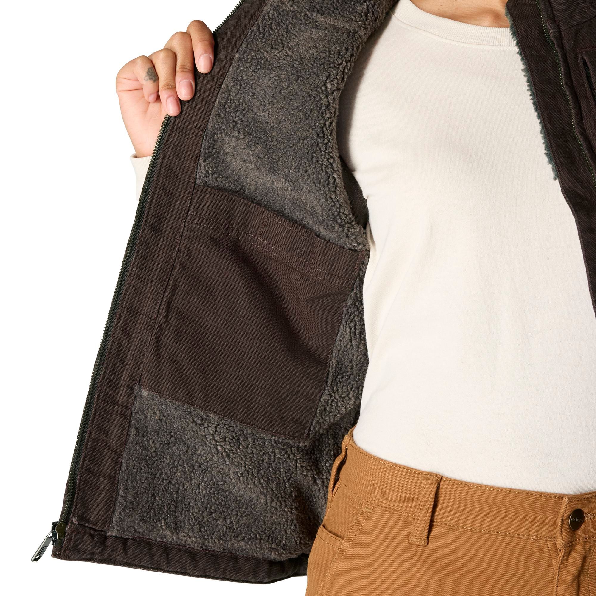 Carhartt Women's Cotton Duck Sherpa Lined Mockneck Vest - Dark Brown