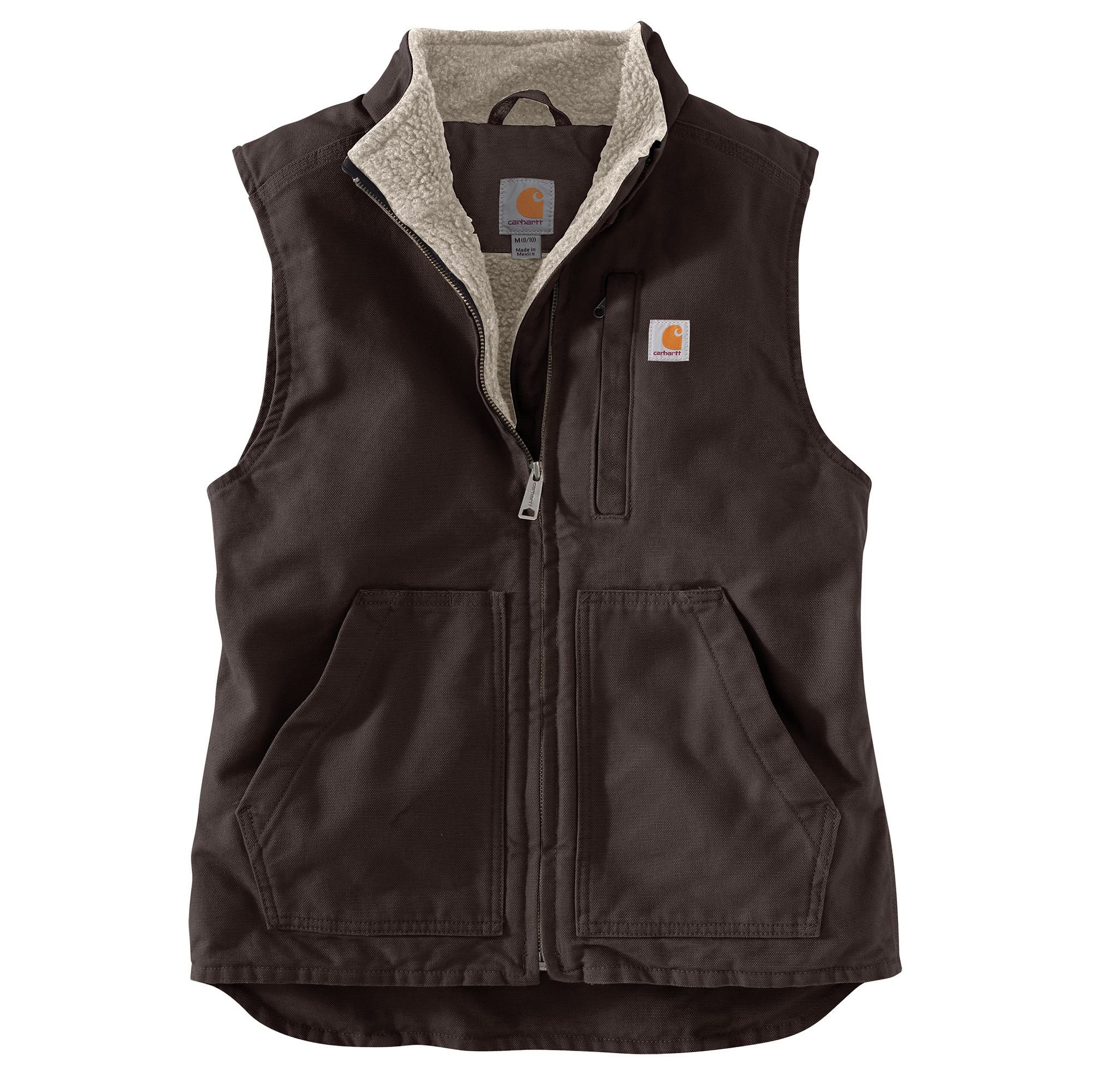 Carhartt Women's Cotton Duck Sherpa Lined Mockneck Vest - Dark Brown